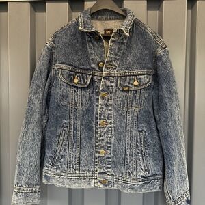 Vintage LEE Riders Jean Jacket Men's Large Made in USA Denim Trucker Biker